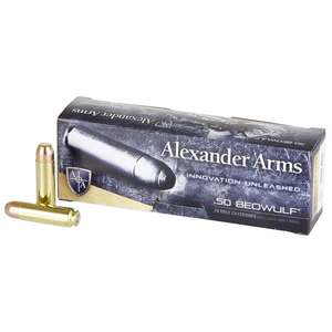 Alexander Arms Round Shoulder 50 Beowulf FP 350Gr Rifle Ammo - 20 Rounds