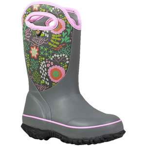Bogs Girls' Slushie Reef Rain Pull On Boots - Gray - Size 13