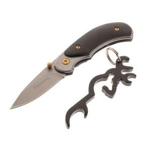 Browning Arms Buckmark Bottle Opener and Knife Combo - 2.25in  Stainless Steel Blade