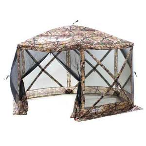 Clam Escape Screen Shelter-6 Side Camo/Black w/Wind Panel Flaps