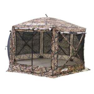 Clam Pavilion 6 Sided Camo/Black Mesh Screen Shelter