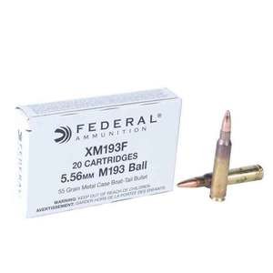 Federal 5.56mm NATO XM193F 55gr MC BT Rifle Ammo - 20 Rounds