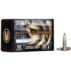 Federal Premium 270 Caliber 7mm/.277 Trophy Bonded Tip 140gr Reloading Bullets - 50 Count