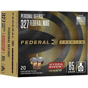Federal Premium Personal Defense HydraShok Low Recoil 327 Federal Magnum 85gr JHP Handgun Ammo - 20 Rounds