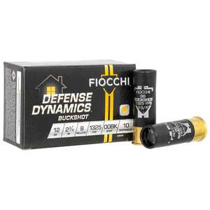 Fiocchi Defense Dynamics 12 Gauge 2-3/4in #00 Buck 8 Pellets Buckshot Shotshells - 10 Rounds