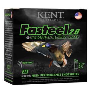 Kent Fasteel 2.0 Precision Plated Steel 12 Gauge 3in #4 1-1/8oz Waterfowl Shotshells - 25 Rounds