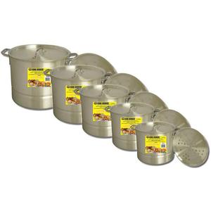 King Kooker Aluminum Pot Set with Lids and Steamer Plates