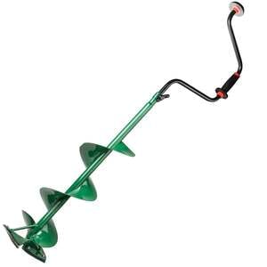 Lost Creek Curved Blade Manual Ice Fishing Auger - Green, 8in