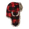 Mad Bomber Men's Wool Plaid Faux Fur Bomber Hat - Red L