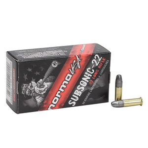 Norma Subsonic 22 Long Rifle 40gr LHP Rimfire Ammo - 50 Rounds