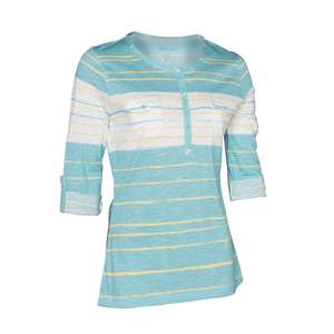 North River Women's Stripe Jersey Henley 3/4 Sleeve Shirt