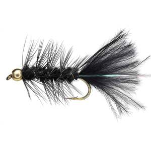 RoundRocks Bead Head Wooley Bugger Fly - Black/Green, Size 6, 12Pk