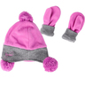 Rustic Ridge Girls' Fleece Pomp Hat and Mitt Set - Assorted One size fits most