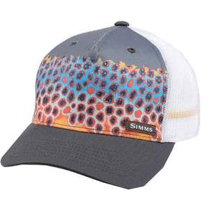 Simms Men's DeYoung 5 Panel Trucker Hat - Deyoung Trout Charcoal - One Size Fits Most
