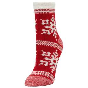Sof Sole Women's Fireside Snow Joke Casual Socks - Winter White/Tang Red - M