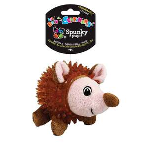Spunky Pup Plush Lil' Bitty Squeakers Hedgehog Dog Toy - Brown