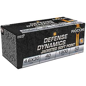 Fiocchi Defense Dynamics 4.6x30mm H&K 40gr Jacketed Soft Point Rifle Ammo - 50 Rounds