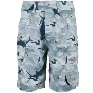 AFTCO Men's Tactical Camo Active Fit Fishing Shorts - Gray Camo - 32