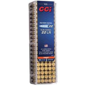 CCI Sub-Sonic 22 Long Rifle 40gr LRN Poly-Coated Rimfire Ammo - 100 Rounds