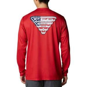 Columbia Men's PFG Terminal Tackle Country Triangle Long Sleeve Shirt - Red Spark - XL