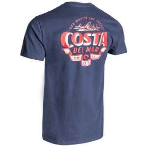 Costa Men's Duval Short Sleeve Shirt - Navy Red - M