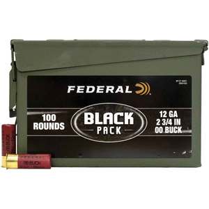 Federal Black Pack 12ga 2-3/4in #00 1oz Buckshot Shotshells - 100 Rounds