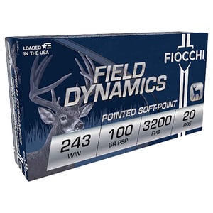 Fiocchi Field Dynamics 243 Winchester 100gr PSP Rifle Ammo - 20 Rounds