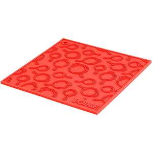 Lodge Cast Iron 7 Inch Square Red Silicone Trivet With Skillet Pattern