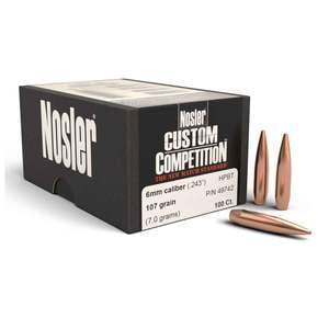 Nosler Custom Competition 243 Caliber/6mm HPBT 107gr Reloading Bullets - 100 Count