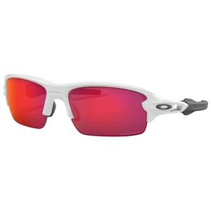 Oakley Flak XS Polarized Sunglasses - Polished White/Red