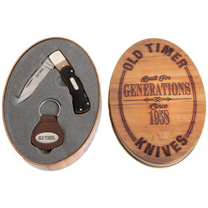Old Timer Lockback Folding Knife and Keychain Gift Set