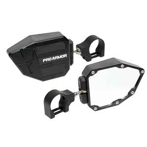 Pro Armor 2in Clamp Side View Mirrors - Black