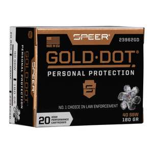Speer Gold Dot 40 S&W 180gr HP Handgun Ammo - 20 Rounds