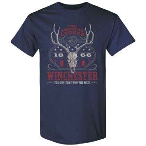 Winchester Men's Western Flag Skull Short Sleeve Casual Shirt