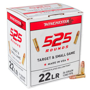 Winchester USA 22 Long Rifle 36gr C-PHP Rimfire Ammo - 525 Rounds