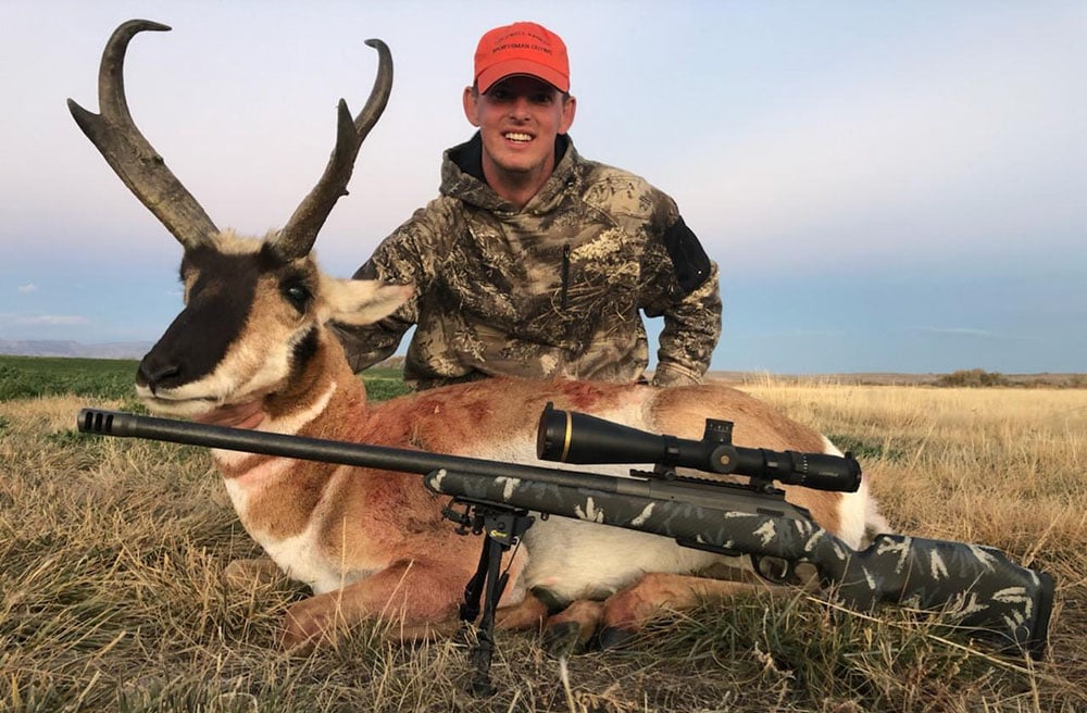 Man with a pronghorn antelope